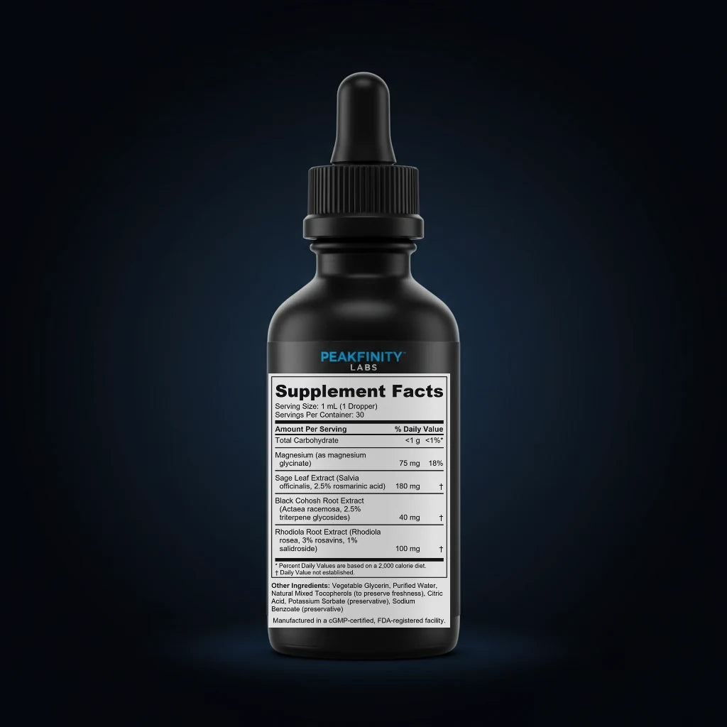 Menopause Comfort Liquid Drops with Sage & Black Cohosh back label
