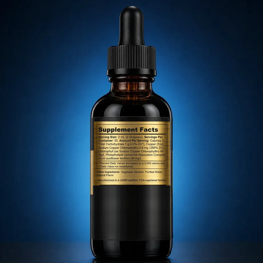 Liposomal Chlorophyll Detox & Weight Management Liquid back label