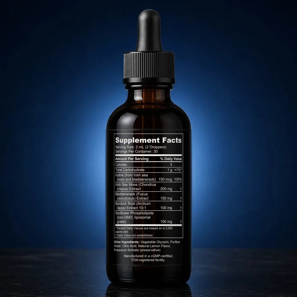 Liposomal Irish Sea Moss & Bladderwrack Mineral Blend Liquid back label