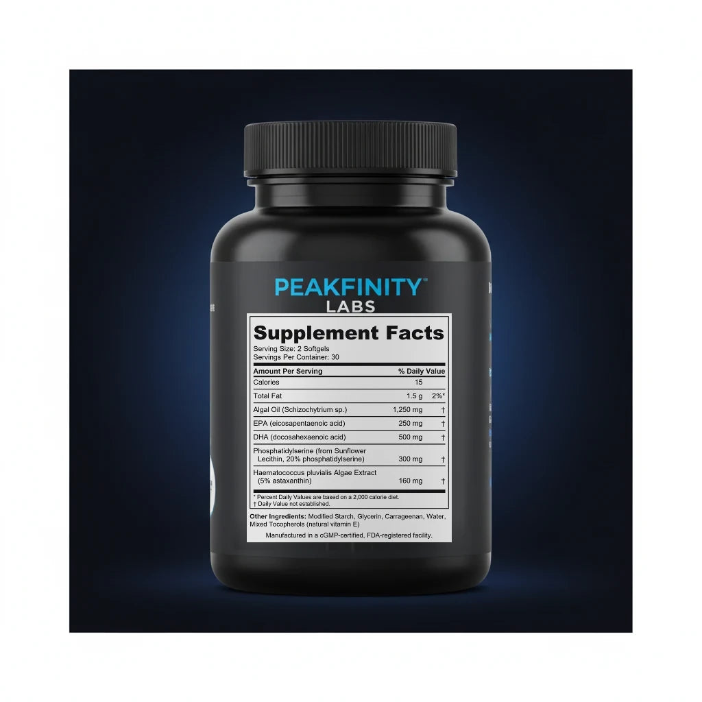 Algae Omega-3 DHA & EPA Vegan Softgels back label