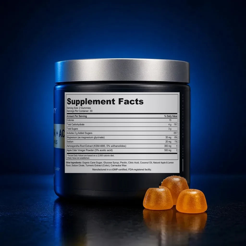 Ashwagandha & Apple Cider Vinegar Calming Gummies back label