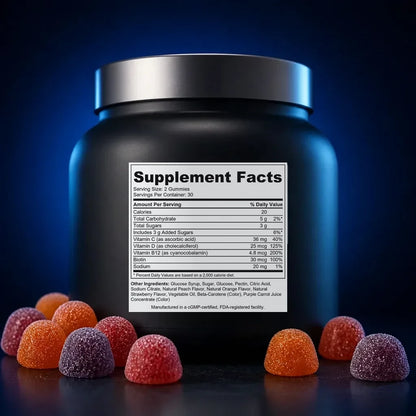 Daily Essential Multivitamin Gumdrops with Biotin & D3 back label