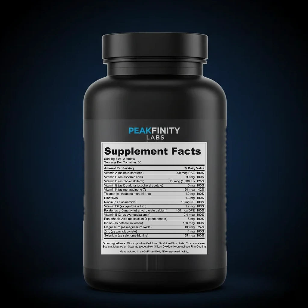 Daily Multivitamin & Multimineral Tablets back label