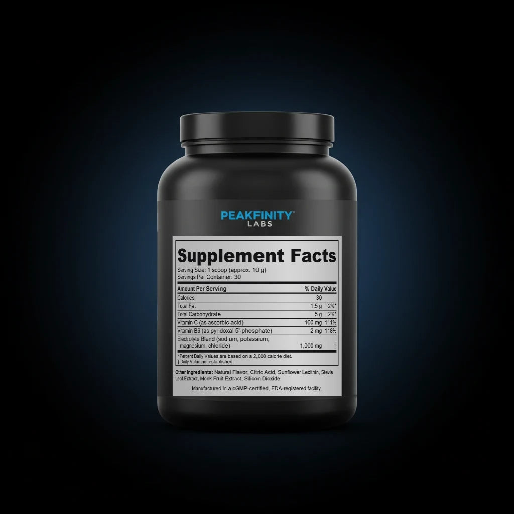 Electrolyte Hydration Powder - Unflavored, Zero Sugar back label