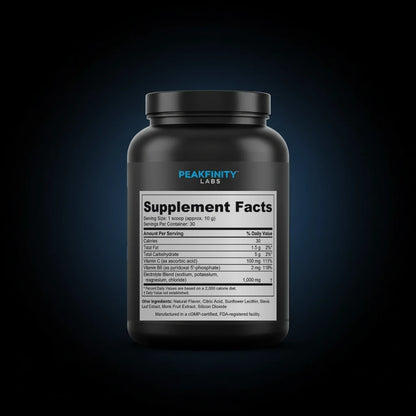 Electrolyte Hydration Powder - Unflavored, Zero Sugar back label