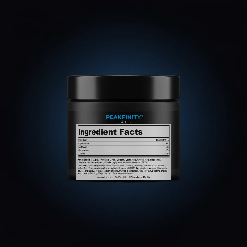 Glycolic & Lactic Acid Resurfacing Pads back label
