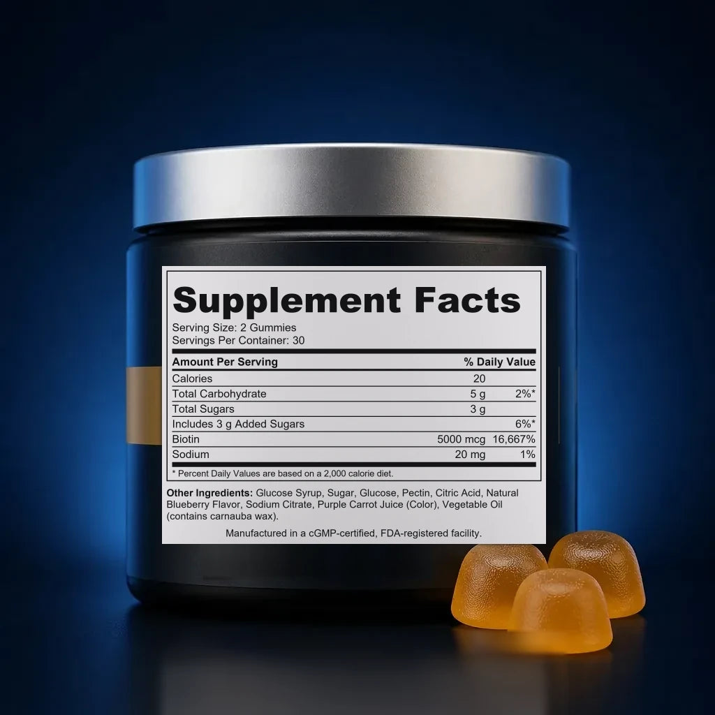 High-Potency Biotin Pectin Beauty Gummies back label