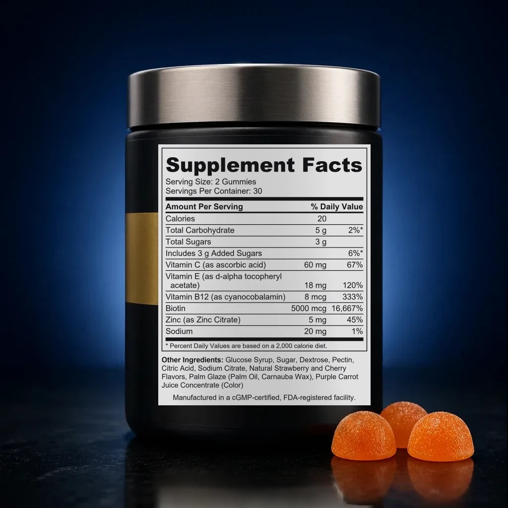 High-Potency Biotin & Daily Multivitamin Gummies back label