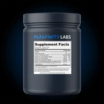 Hydration & Immunity Electrolyte Powder back label