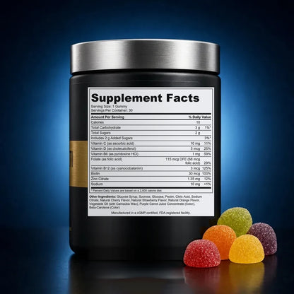 Kids Essential Multi-Nutrient Pectin Gummies with Vitamin C & Zinc back label