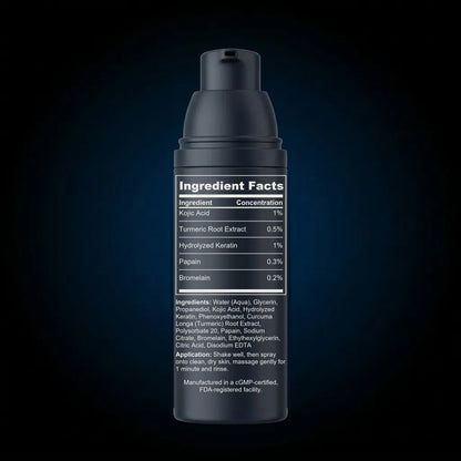Kojic Acid Turmeric Keratin Peel Spray back label
