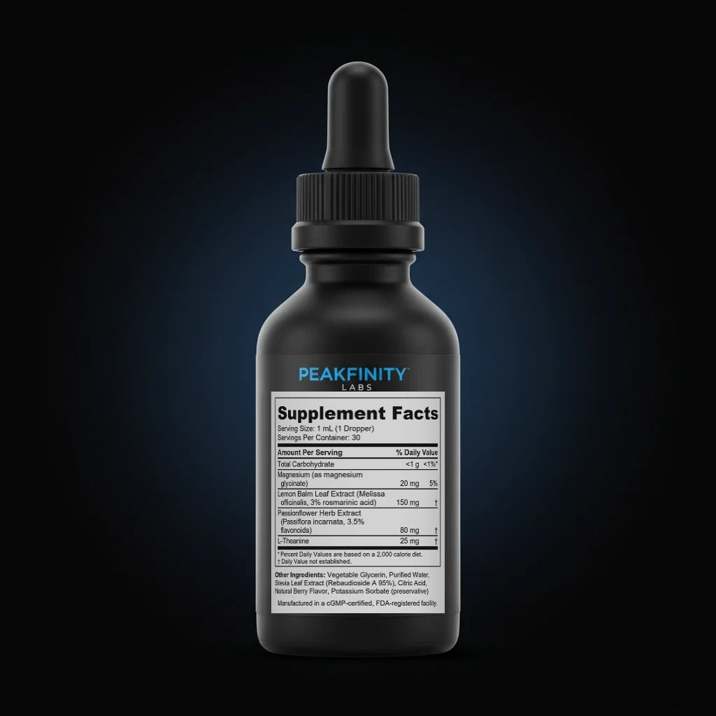 Lemon Balm & Passionflower Calm Sleep Liquid Drops back label