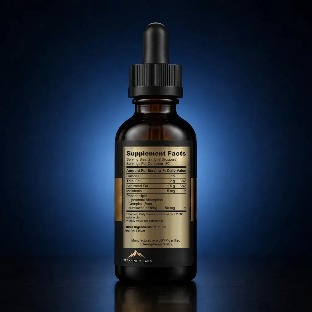 Rapid-Absorption Liposomal Melatonin 5mg Nighttime Liquid back label