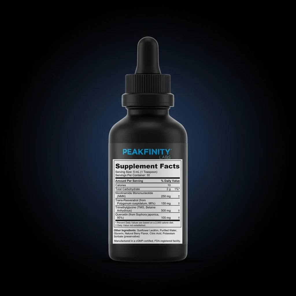 Liposomal NAD+ Precursor Liquid with NMN & Resveratrol back label