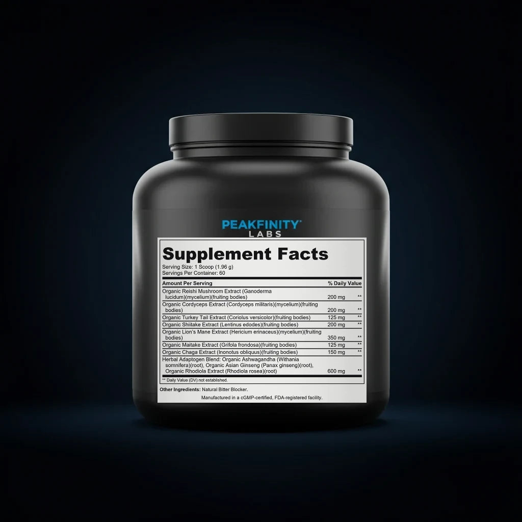 Mushroom Plus Powder back label