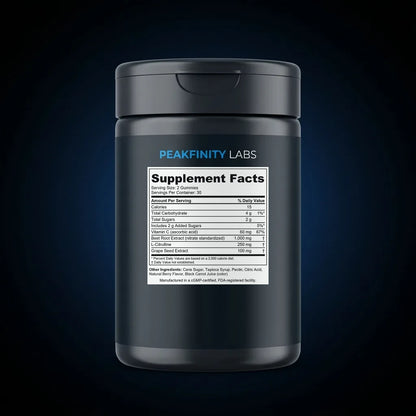 Nitric Oxide Beet Root Gummies back label