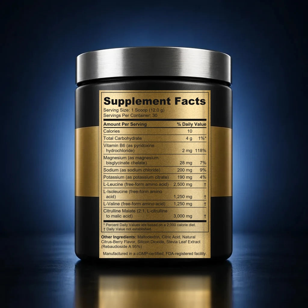 Post-Workout Recovery Matrix with BCAAs & Electrolytes back label