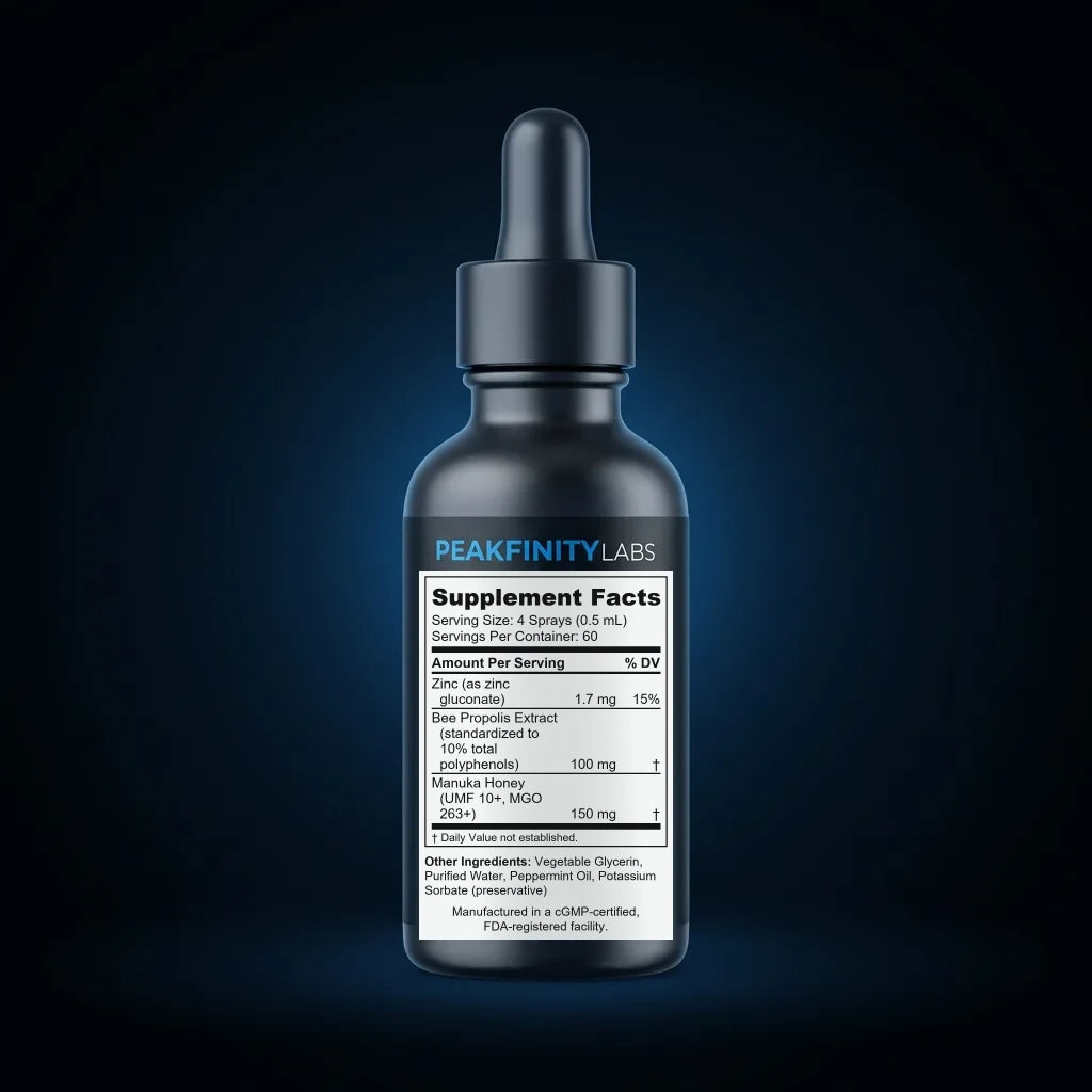 Propolis & Manuka Honey Throat Spray back label