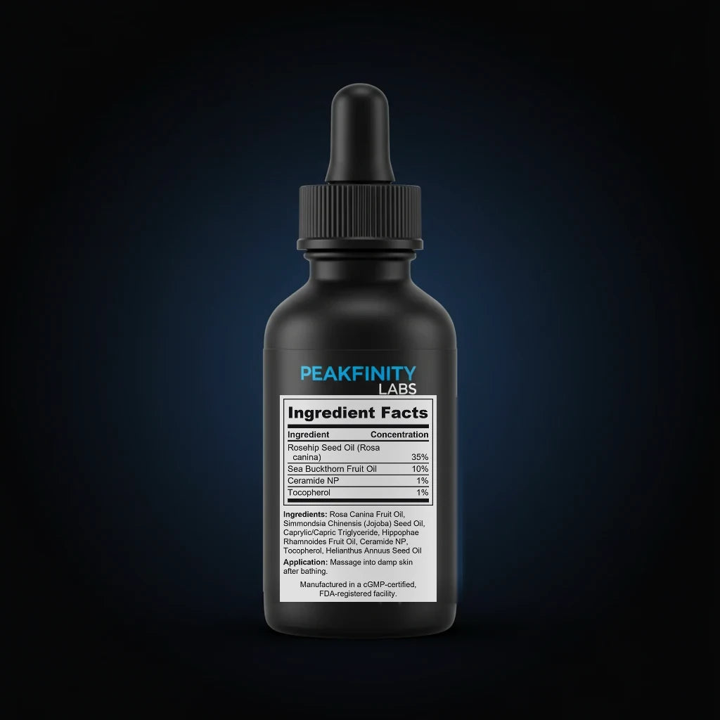 Stretch Mark Oil with Rosehip & Vitamin E back label