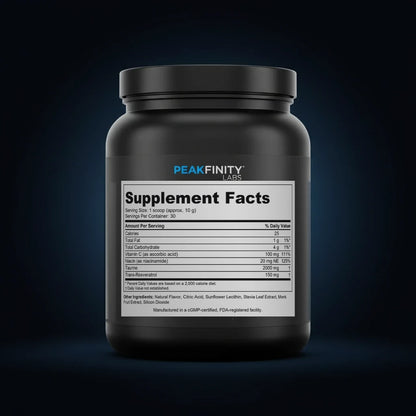 Taurine 2000mg Daily Longevity Powder back label