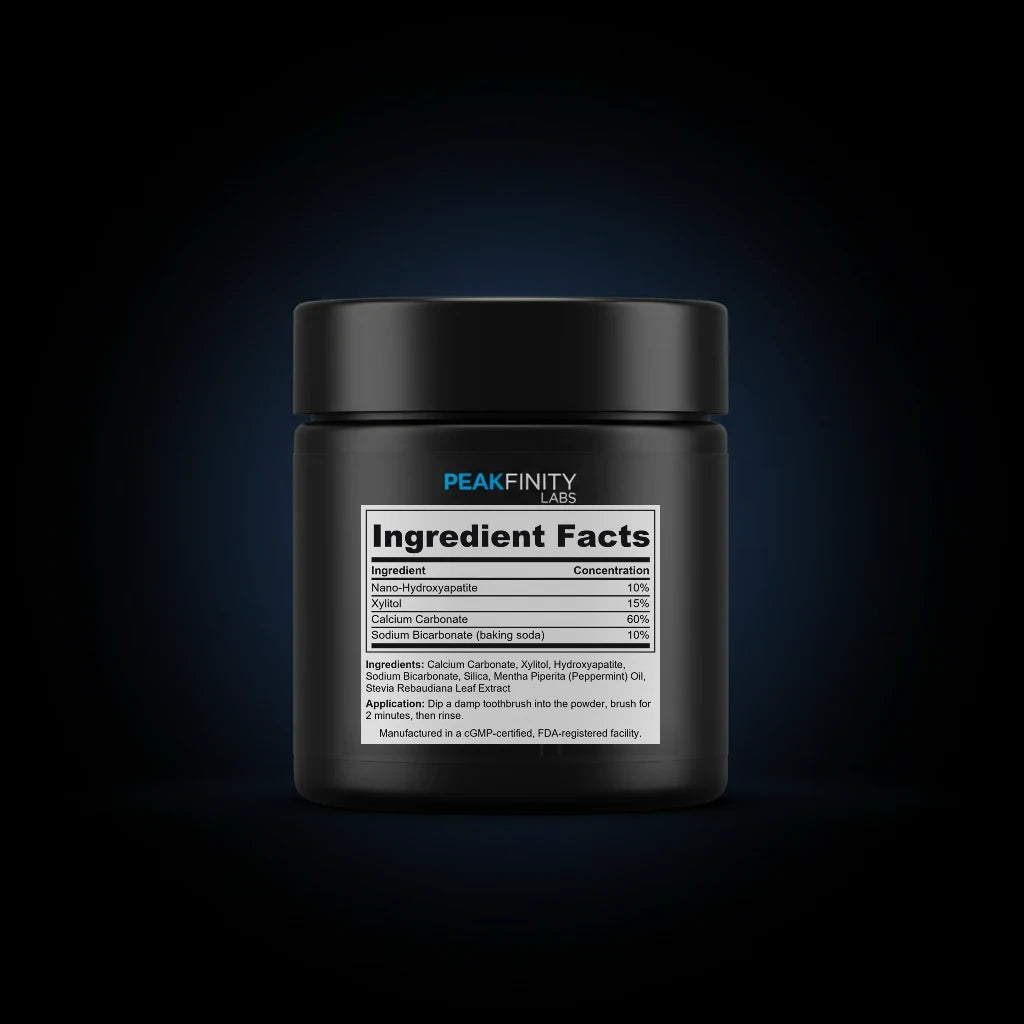 Teeth Whitening Powder with Nano Hydroxyapatite back label