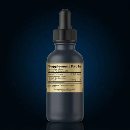 Vegan Micronutrient Liquid Drops with Purified Shilajit & Goji Berry back label